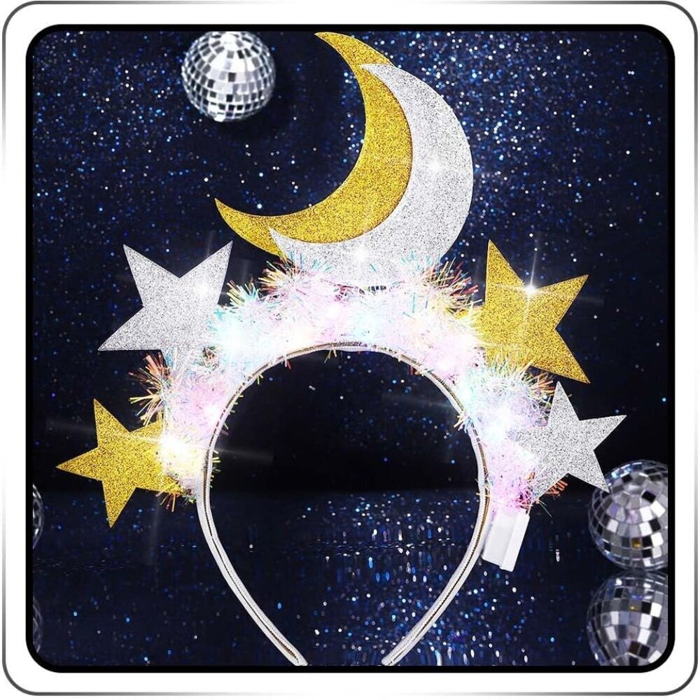 Led Glow Star Headband Luminous Tinsel Hair Hoop Rave Party Accessories